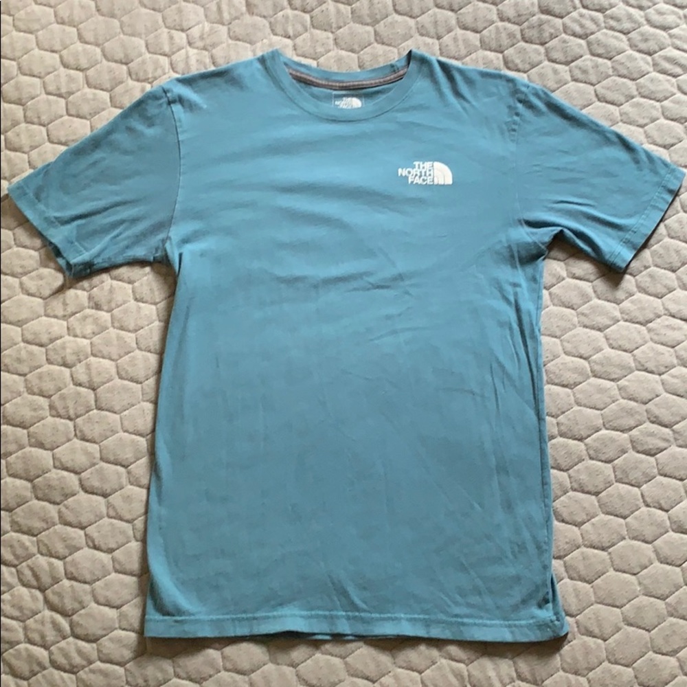 Blue north face logo tee